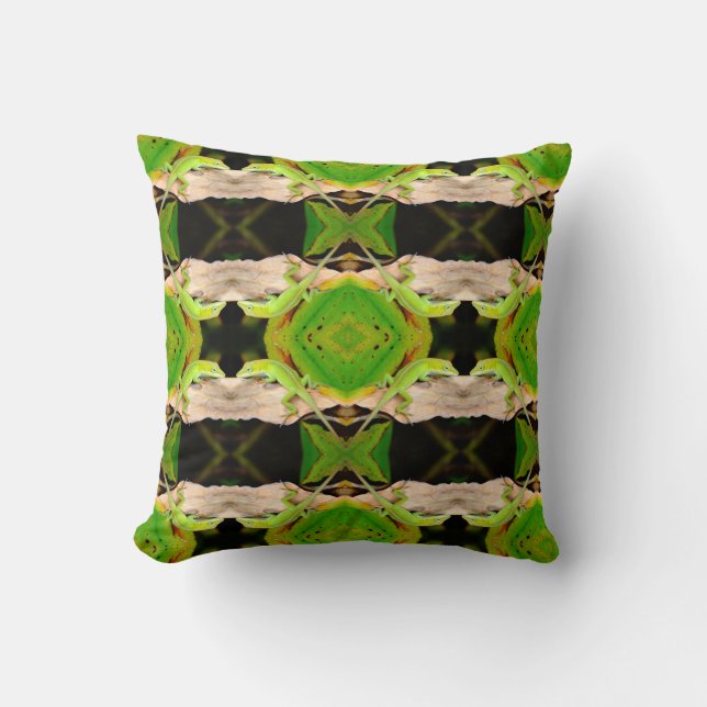 green lizard pattern abstract plain black throw pillow (Front)