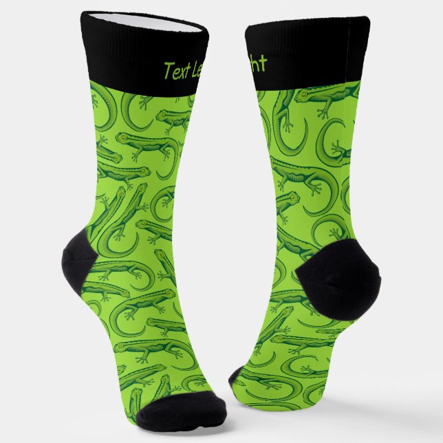 Green Lizard Pattern Socks (Angled)