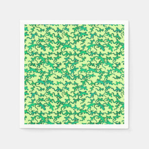 Green lizards on a lime green background napkins