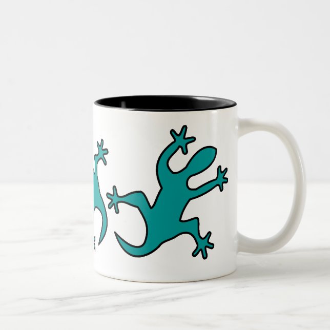 green lizzard two-toned ceramic mug (Right)