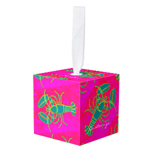 green lobster pink Thunder_Cove Cube Ornament