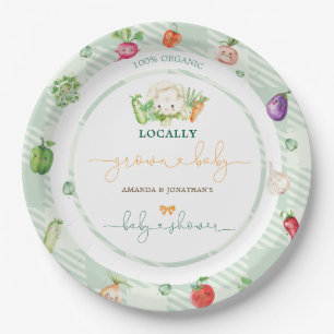 Green Locally Grown Baby Baby Shower Paper Plates