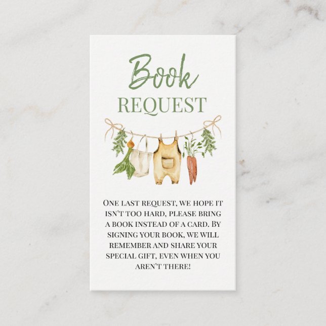 Green Locally Grown Baby Shower Babok Request Card (Front)