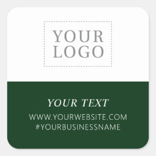 Green Logo Business Thank you Custom Package Square Sticker