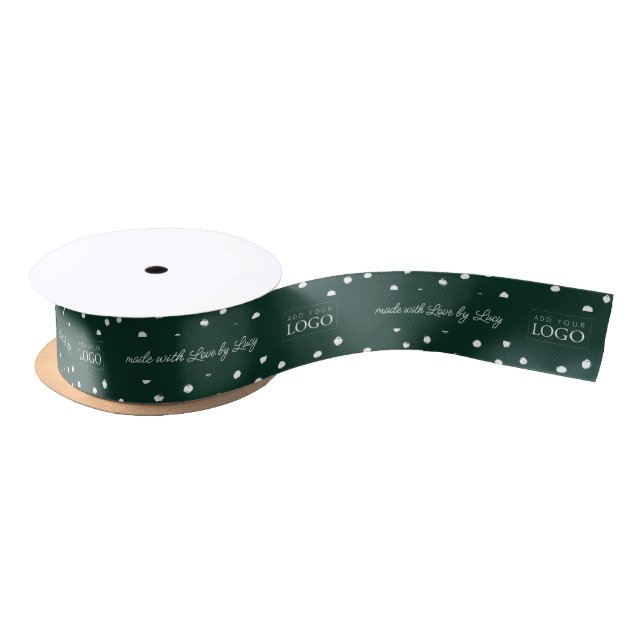 Green Logo Custom Business Holiday Packaging Satin Ribbon (Spool)