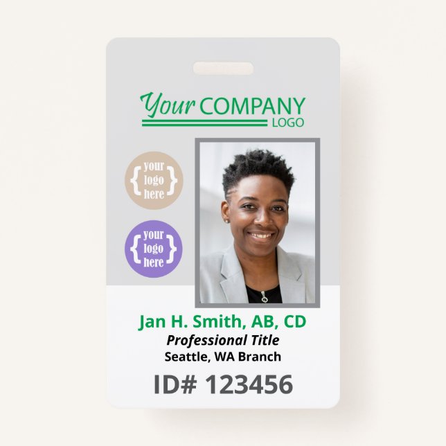 Green Logo Photo ID Employee Entry Key Card Badge (Front)