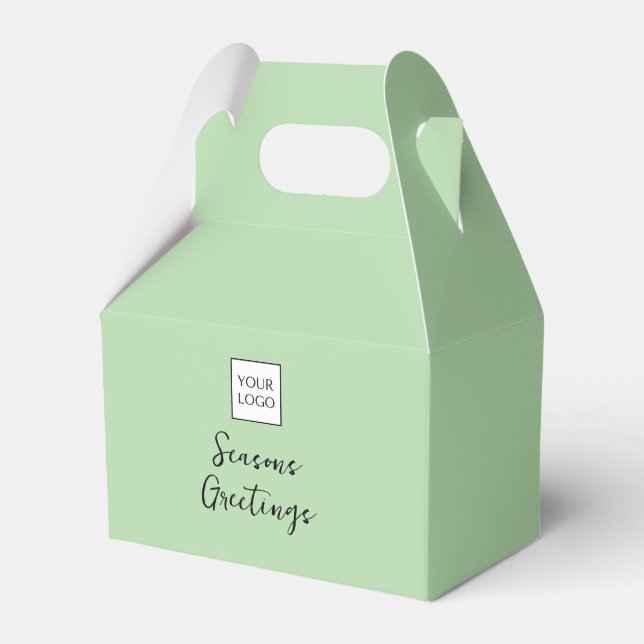 Green Logo Text Promotional Business Packaging Favor Boxes (Front Side)