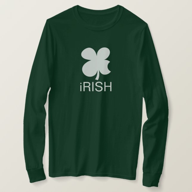 Green long sleeve Irish Clover St Patrick's Day T-Shirt (Design Front)