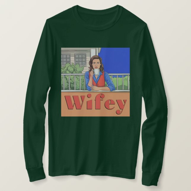 Green Long-Sleeve Wifey T-Shirt (Design Front)