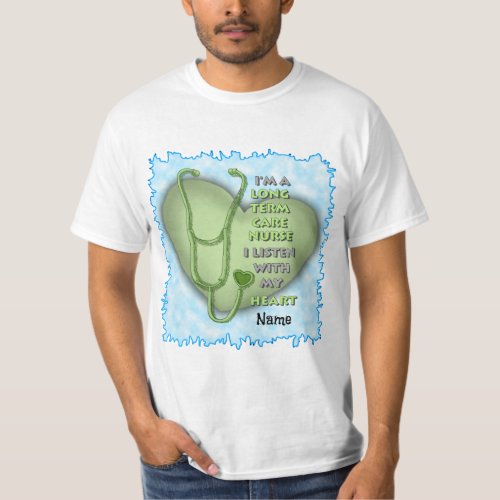 Green Long Term Care Nurse custom name T_Shirt