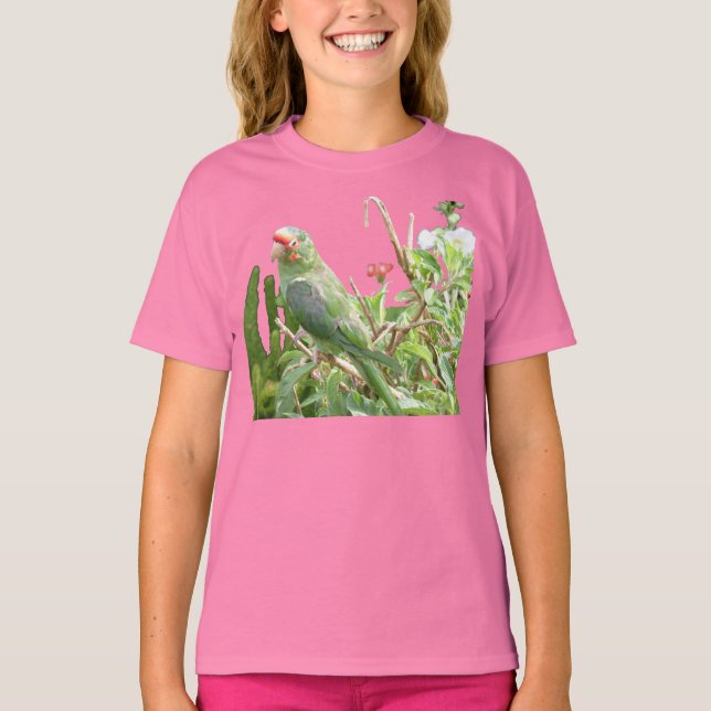 Green Lorikeet Cap Sleeve Bird T-Shirt (Front)