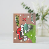 Green Lorikeet Santa Christmas Postcard (Standing Front)