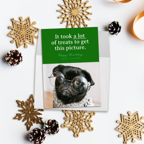 Green Lots of Treats Happy Howlidays Funny Pet Holiday Card