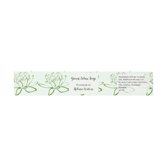 Green Lotus Floral Artisanal Soap Band Wrap (Flat)