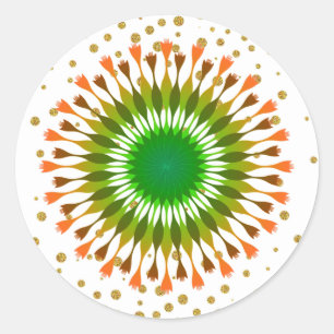 Green Lotus Flower  Gold  Confetti Wedding Classic Round Sticker