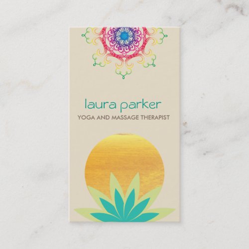 Green Lotus Flower Logo Yoga Healing Health Business Card