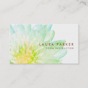 Green Lotus Flower Watercolor Meditation Yoga Business Card