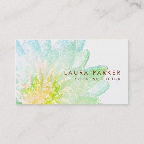 Green Lotus Flower Watercolor Meditation Yoga Business Card