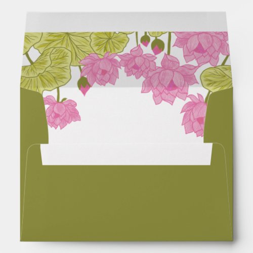 Green Lotus Lily Flowers Wedding Indian Envelope