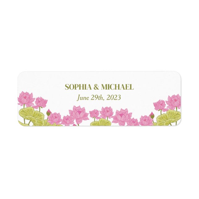 Green Lotus Lily Flowers Wedding Indian Label (Front)