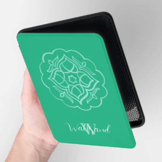 Green Lotus Mandala Personalized Kindle Cover