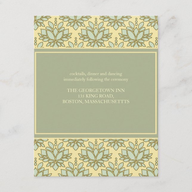Green Lotus Wedding reception card (Front)