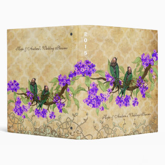 Green Love Bird Plum Cherry Blossom Binder