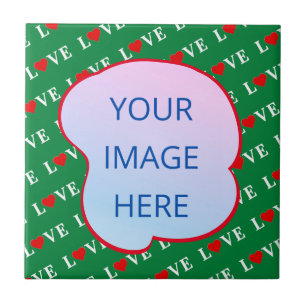 Green LOVE Heart Ceramic Tile