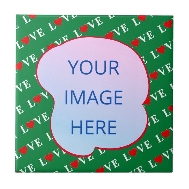 Green LOVE Heart Ceramic Tile (Front)