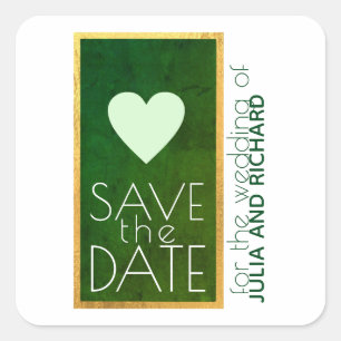 green love heart save-the-date wedding square sticker