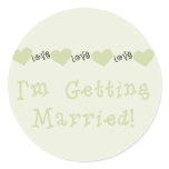 Green Love Hearts Future Bride Tshirts and Gifts Classic Round Sticker