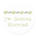 Green Love Hearts Future Bride Tshirts and Gifts Classic Round Sticker