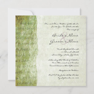 Green Love is Patient Vintage Wedding Invitation