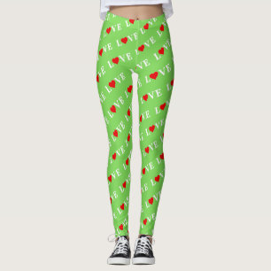Green LOVE Motif Stylish Lime Green Leggings