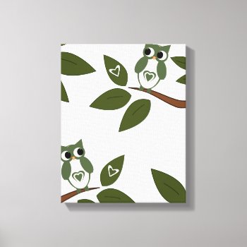 Green Love Owl In Tree Canvas Print by capturedbyKC at Zazzle