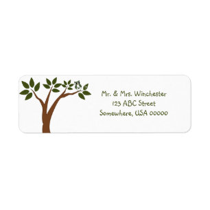 Green Love Owl In Tree Label