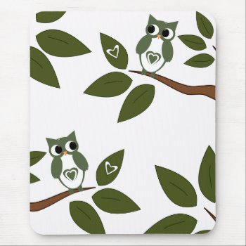Green Love Owl In Tree Mouse Pad by capturedbyKC at Zazzle