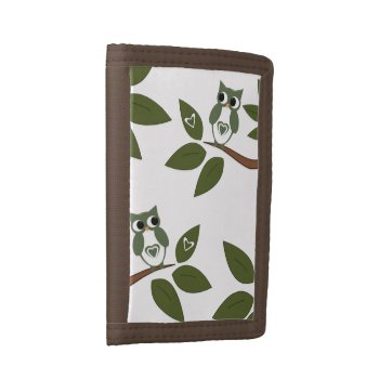 Green Love Owl In Tree Trifold Wallet by capturedbyKC at Zazzle