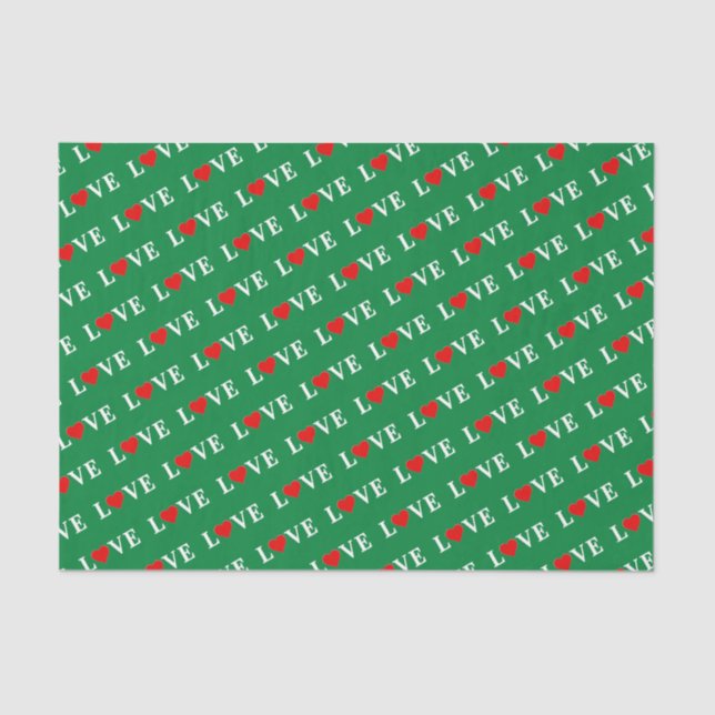 Green LOVE Retro Elegant Tissue Paper (Front)