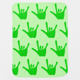 Green Love Sign Language Hands Baby Blankets