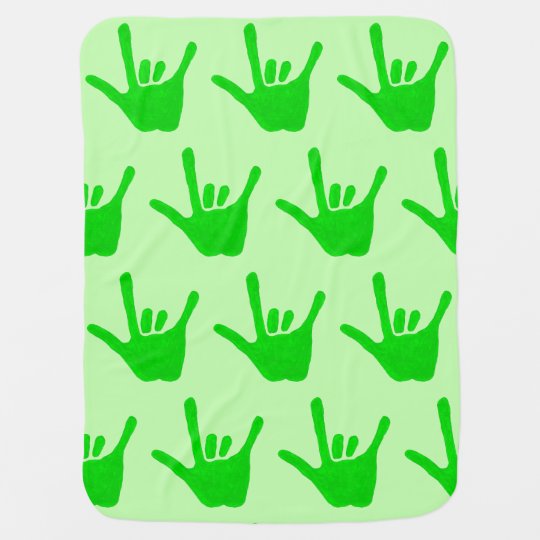 Green Love Sign Language Hands Baby Blankets