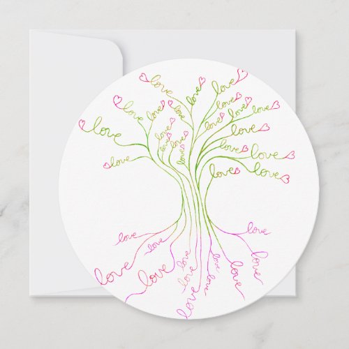 Green Love Tree of Life Light Elegant Modern Cute Thank You Card
