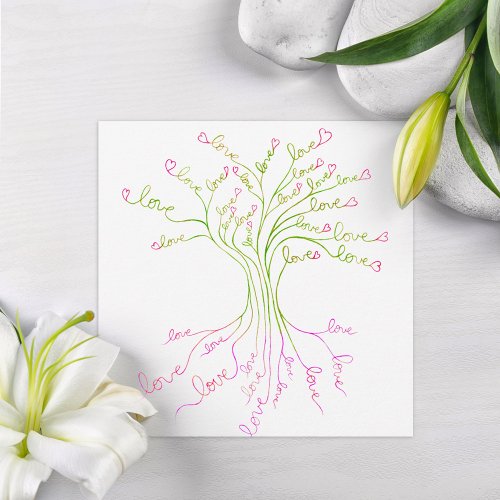 Green Love Tree of Life Light Elegant Modern Cute Thank You Card