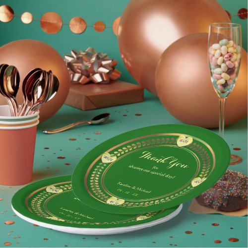 Green Love Weddings Paper Party Events Plate