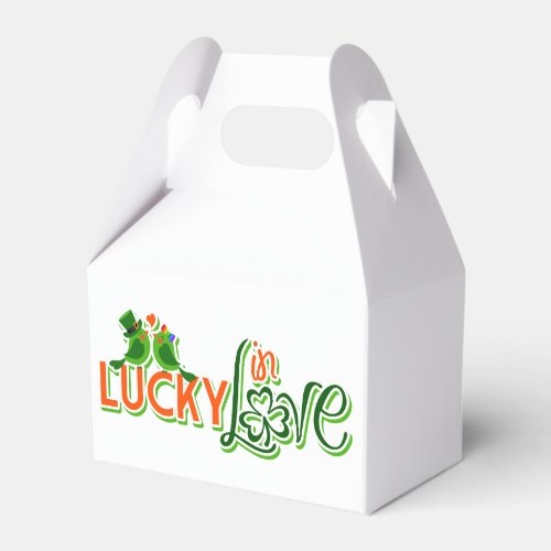 Green Lovebirds Shamrock And Wedding Favor Cartoon Favor Boxes