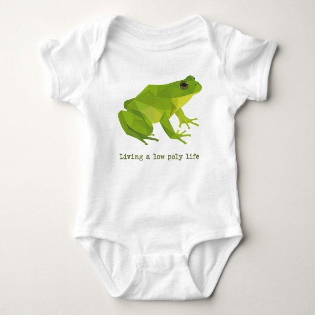Green Low Poly Life Frog Baby Bodysuit (Front)