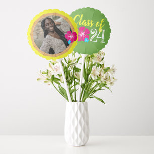 Green Luau Graduation Photo Back Centerpiece Balloon