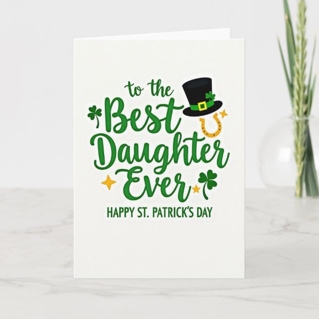 Green Luck Daughter St Patricks Card (Front)