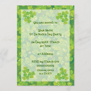 Green lucky charm clover shamrock invitatiom invitation