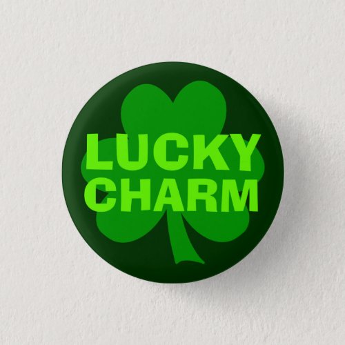 Green Lucky Charm Shamrock Button